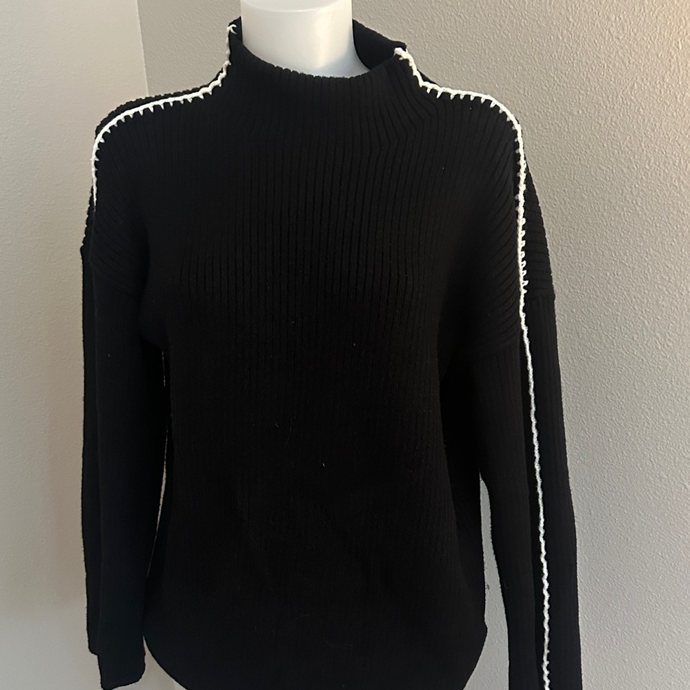 Black Sweater with White Trim